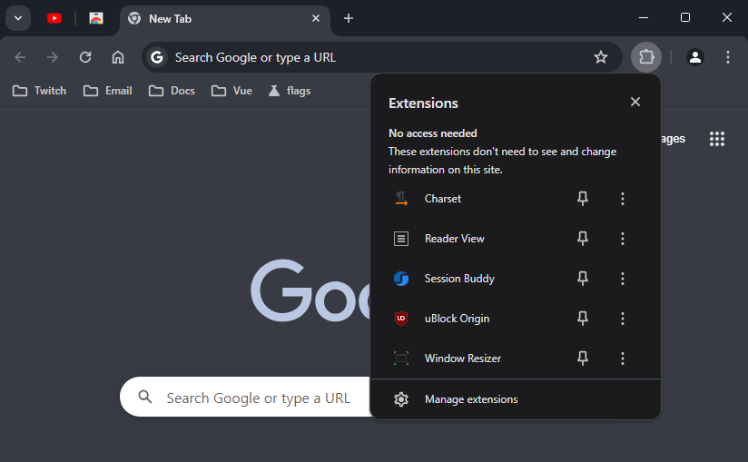 Chrome's unified extension launch button